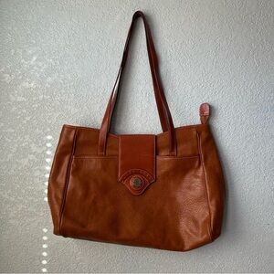 Vintage Y2K Saint Borse Cognac Leather Tote Shoulder Bag Large